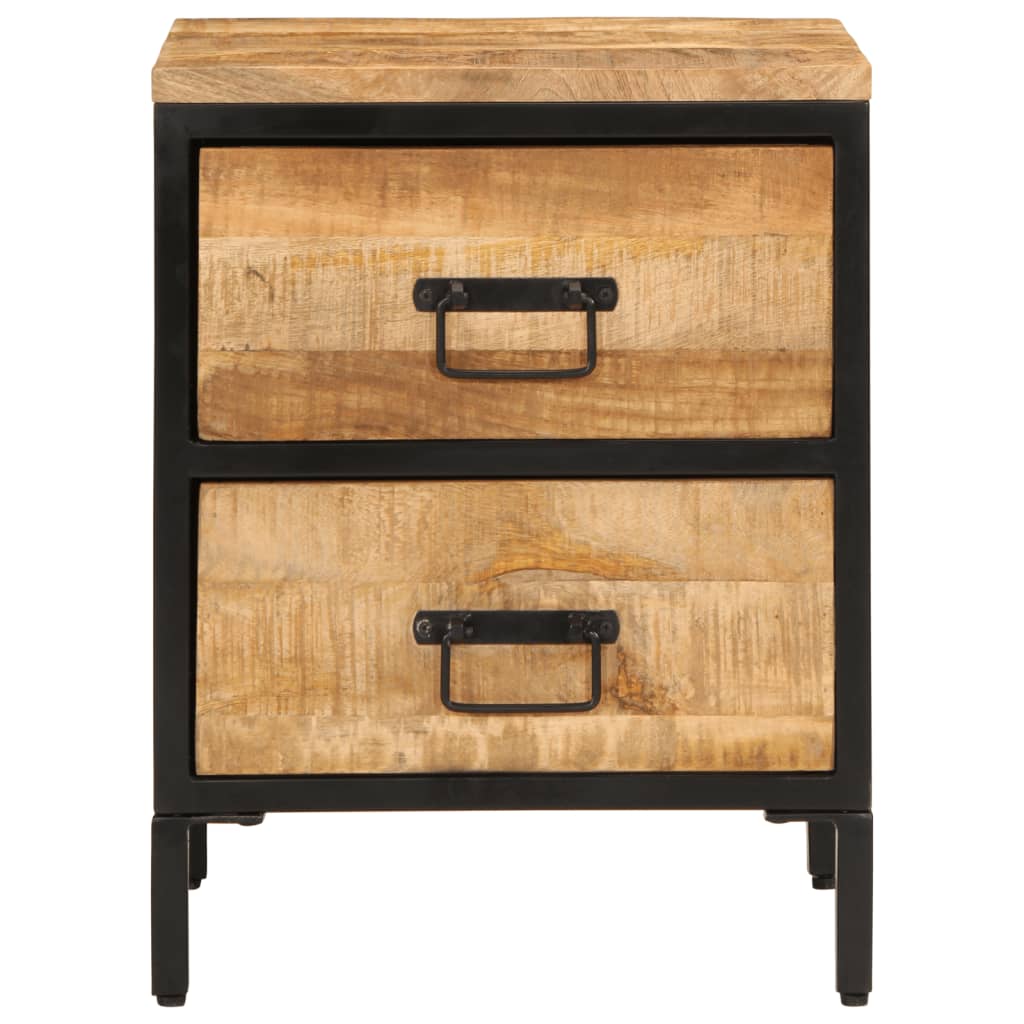 Nachttisch mit 2 Schubladen 40x35x53 cm Raues Massivholz Mango