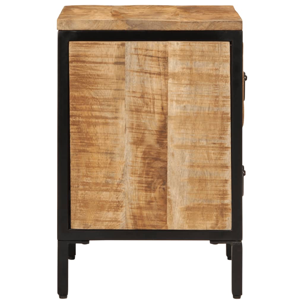 Nachttisch mit 2 Schubladen 40x35x53 cm Raues Massivholz Mango