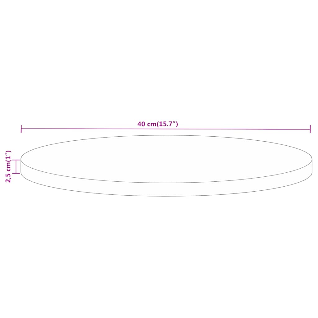 Tischplatte Ø 40x2,5 cm Rund Altholz Massiv