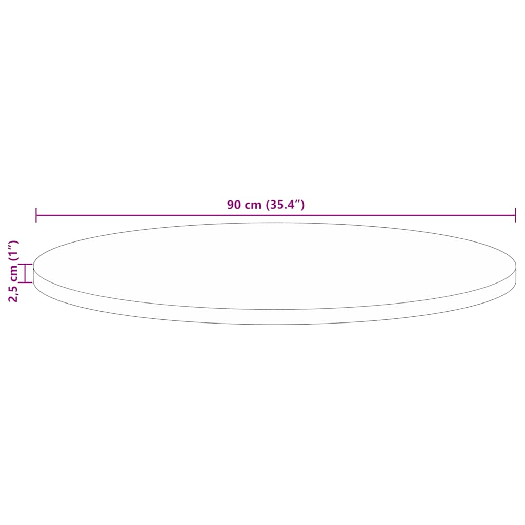Tischplatte Ø 90x2,5 cm Rund Altholz Massiv