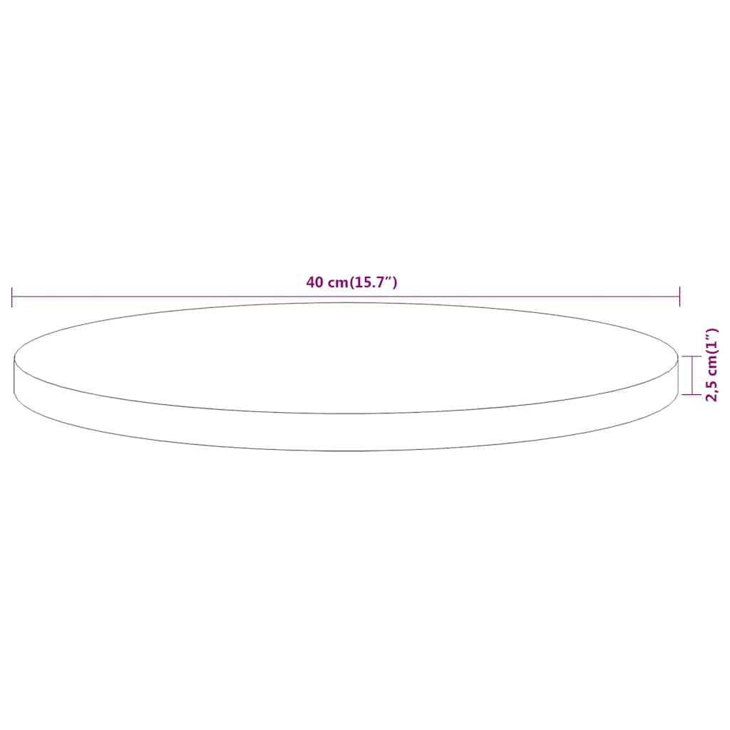 Tischplatte Ø40x2,5 cm Rund Massivholz Akazie