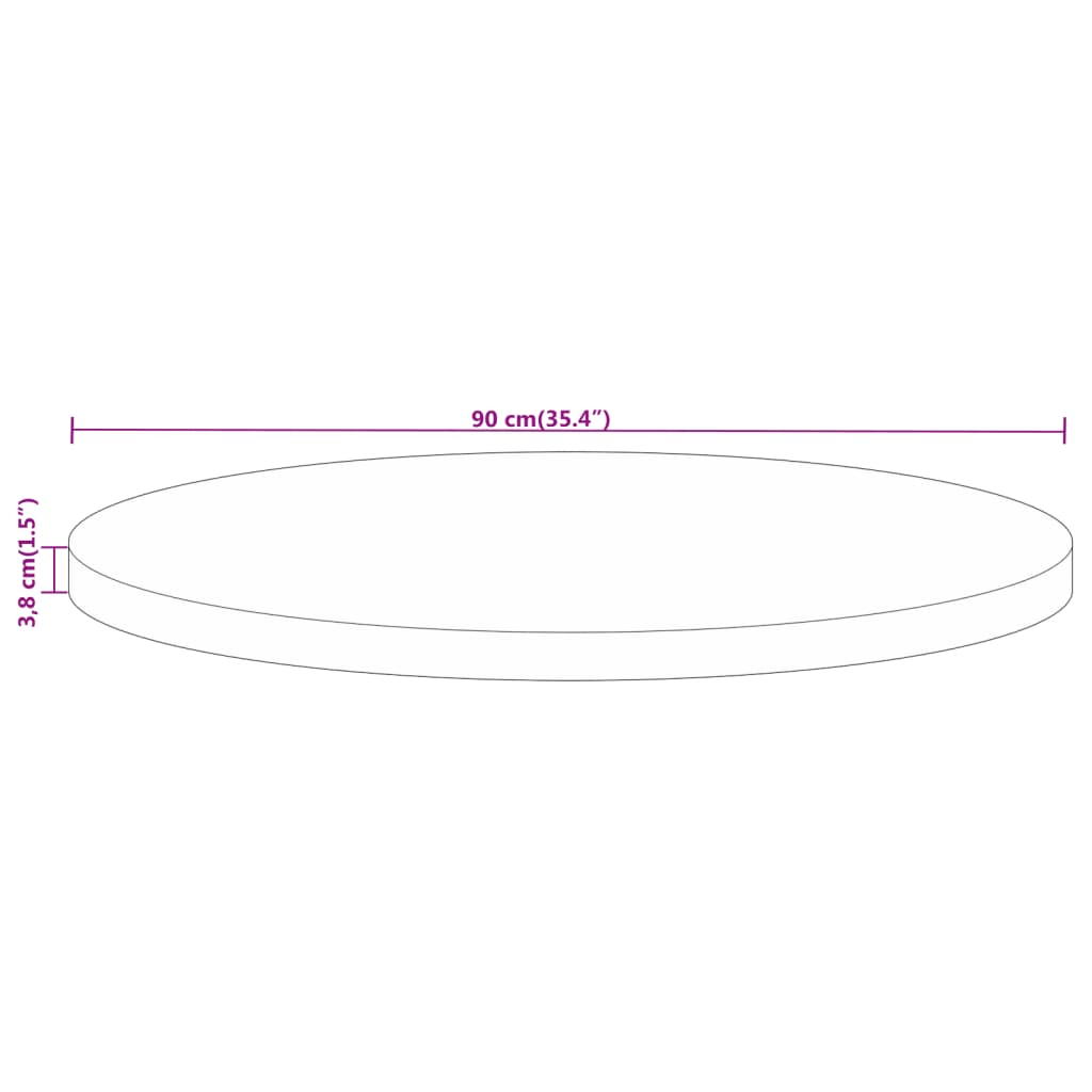 Tischplatte Ø 90x3,8 cm Rund Massivholz Mango