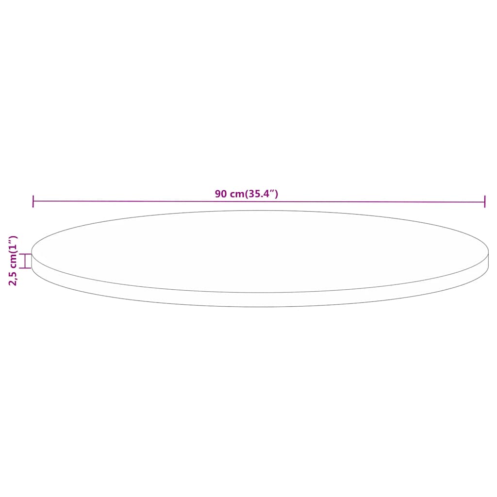 Tischplatte Ø 90x2,5 cm Rund Massivholz Mango