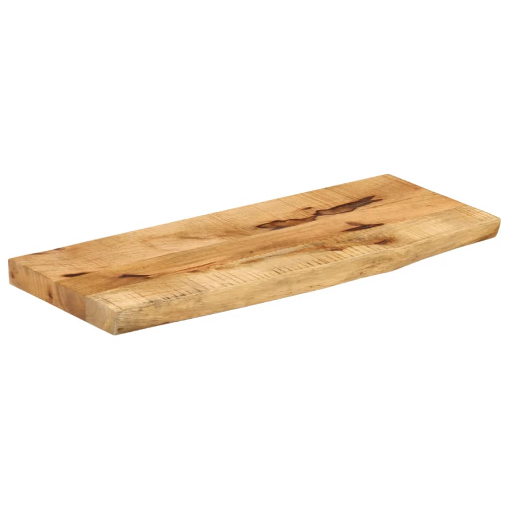 Tischplatte 80x20x3,8 cm Baumkante Massivholz Raues Mangoholz