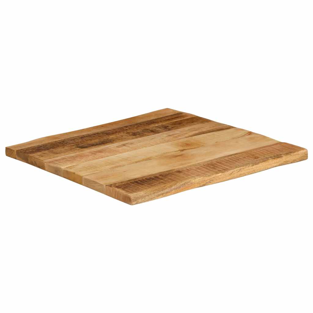 Tischplatte mit Baumkante 40x40x2,5 cm Raues Mango Massivholz
