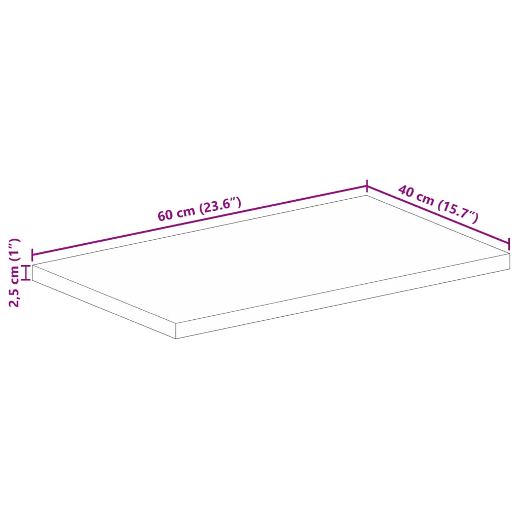Tischplatte 60x40x2,5 cm Rechteckig Massivholz Akazie