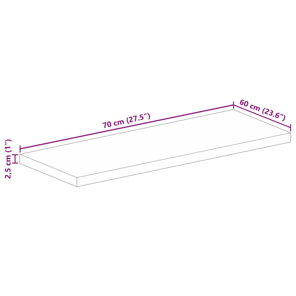 Tischplatte 70x60x2,5 cm Rechteckig Massivholz Akazie