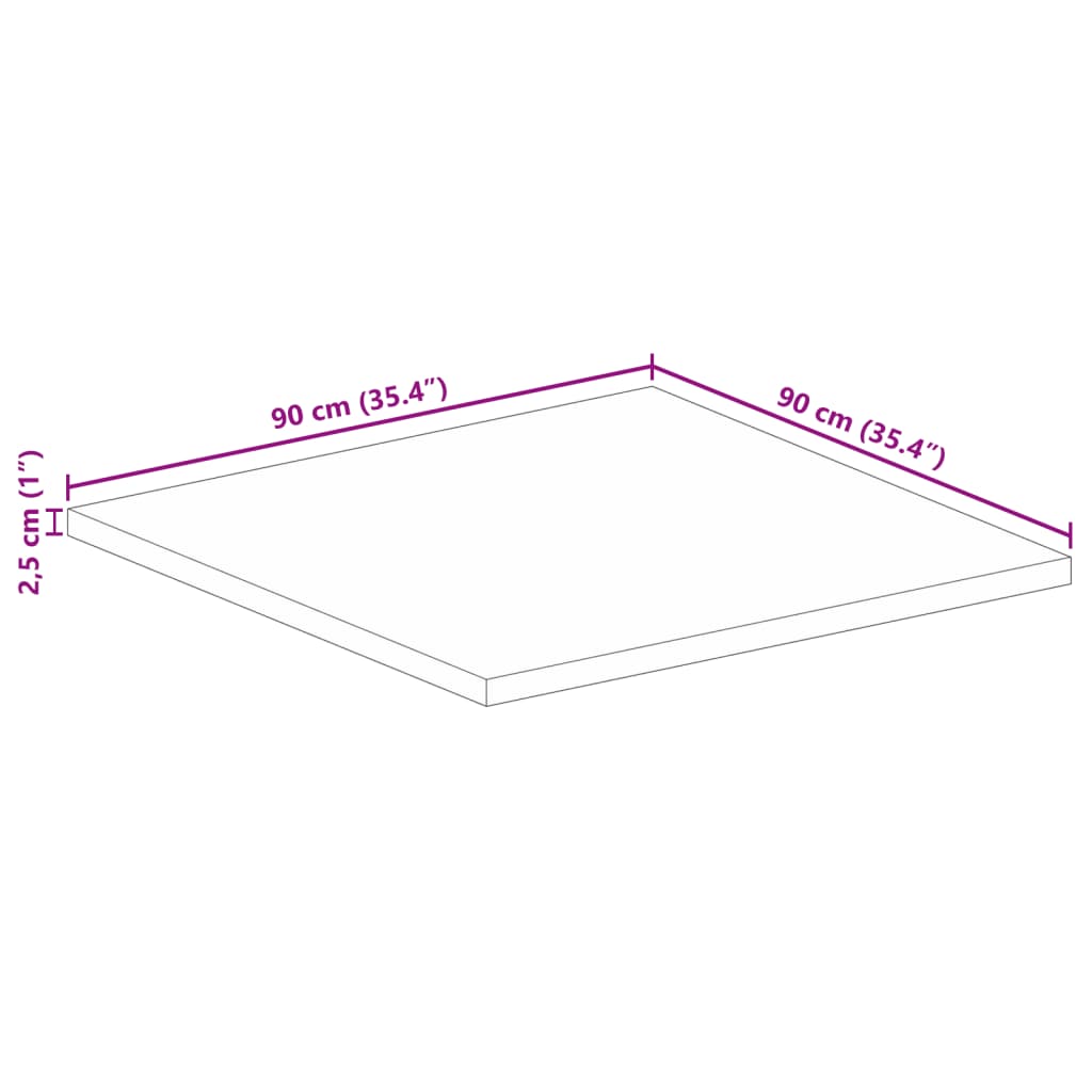 Tischplatte 90x90x2,5 cm Quadratisch Massivholz Akazie