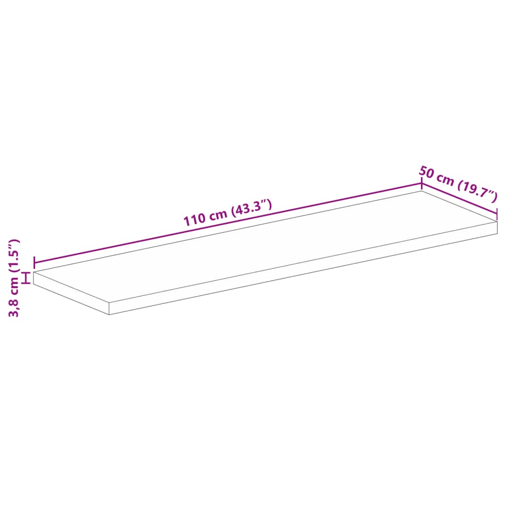 Tischplatte 110x50x3,8 cm Rechteckig Massivholz Akazie