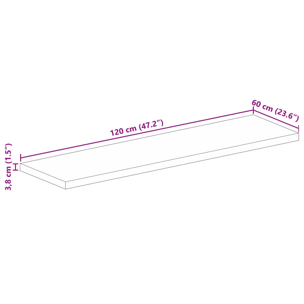 Tischplatte 120x60x3,8 cm Rechteckig Massivholz Akazie