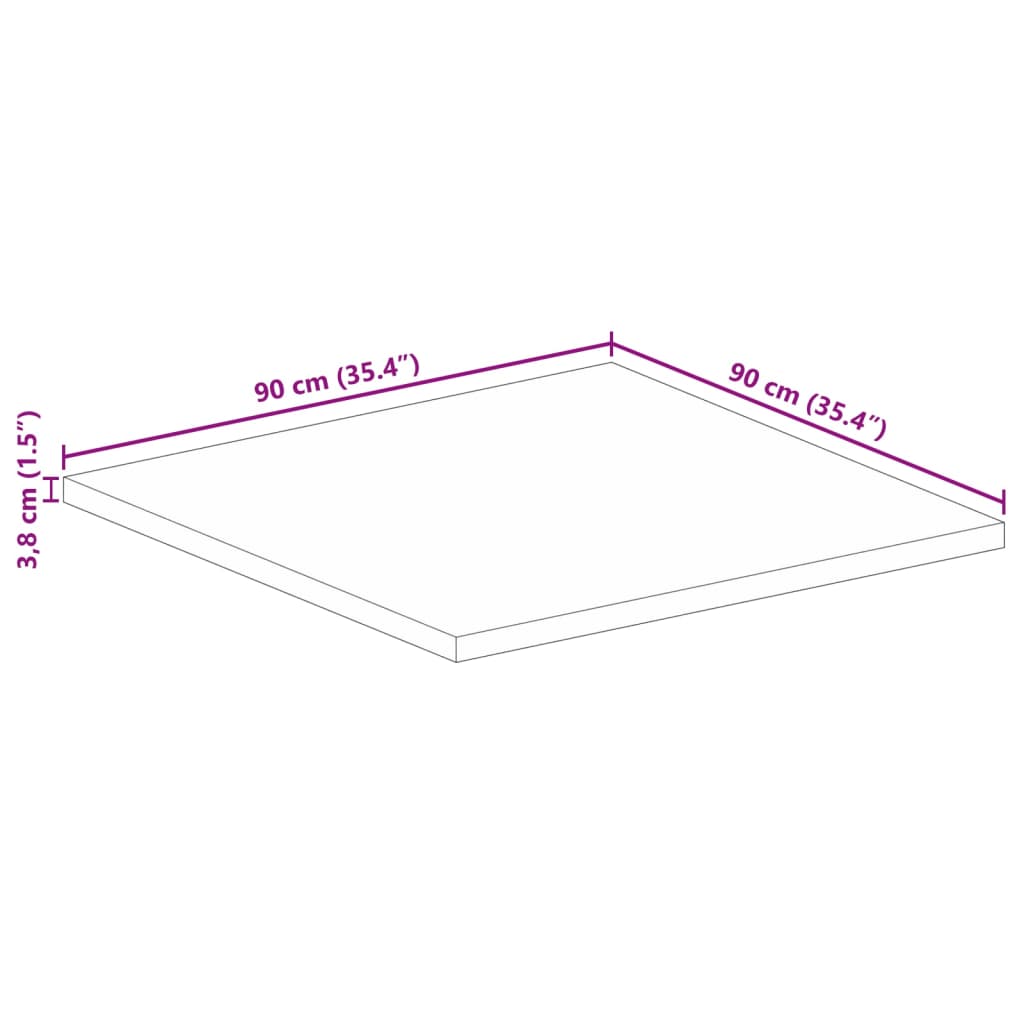 Tischplatte 90x90x3,8 cm Quadratisch Massivholz Akazie