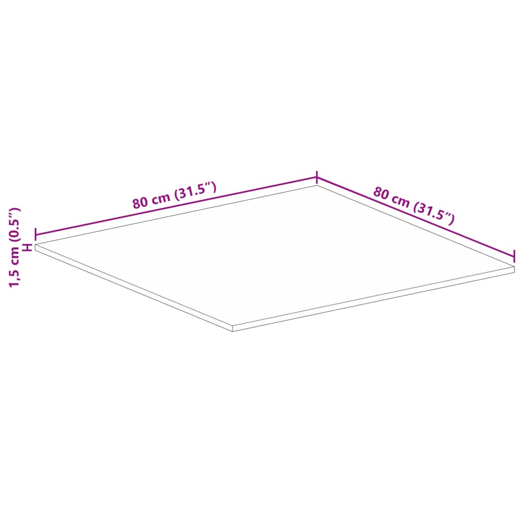 Tischplatte 80x80x1,5 cm Quadratisch Altholz Massiv