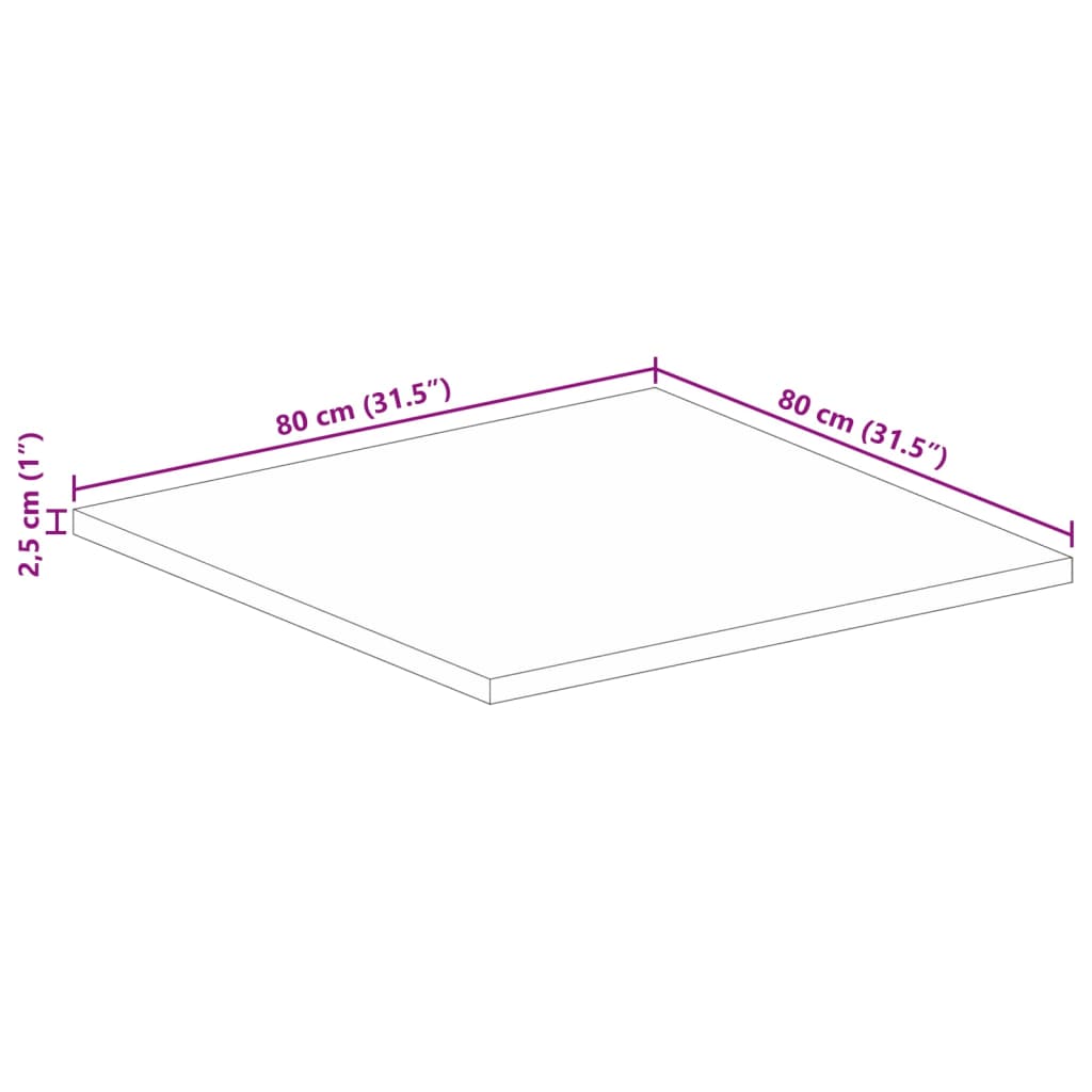 Tischplatte 80x80x2,5 cm Quadratisch Altholz Massiv