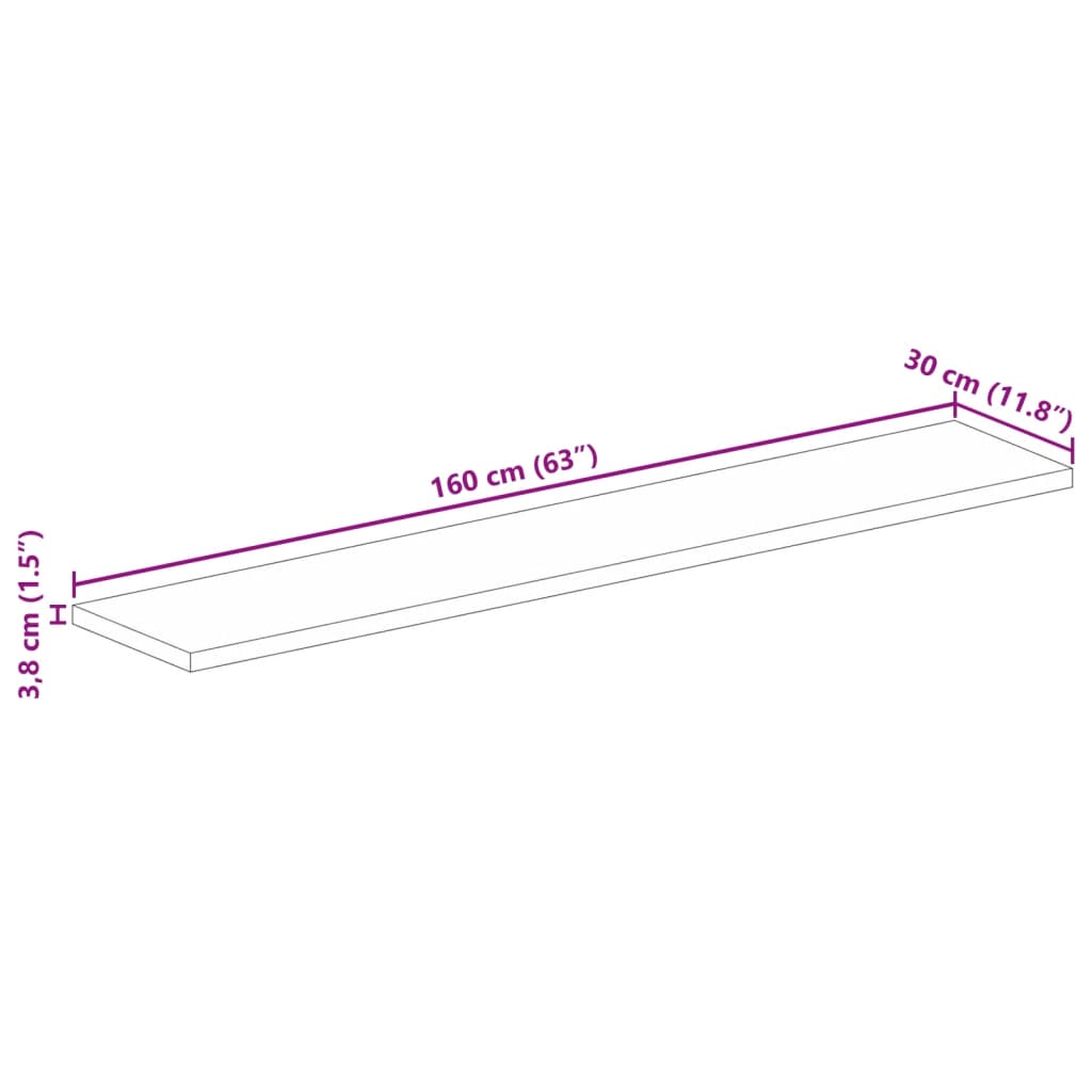 Tischplatte 160x30x3,8 cm Rechteckig Altholz Massiv
