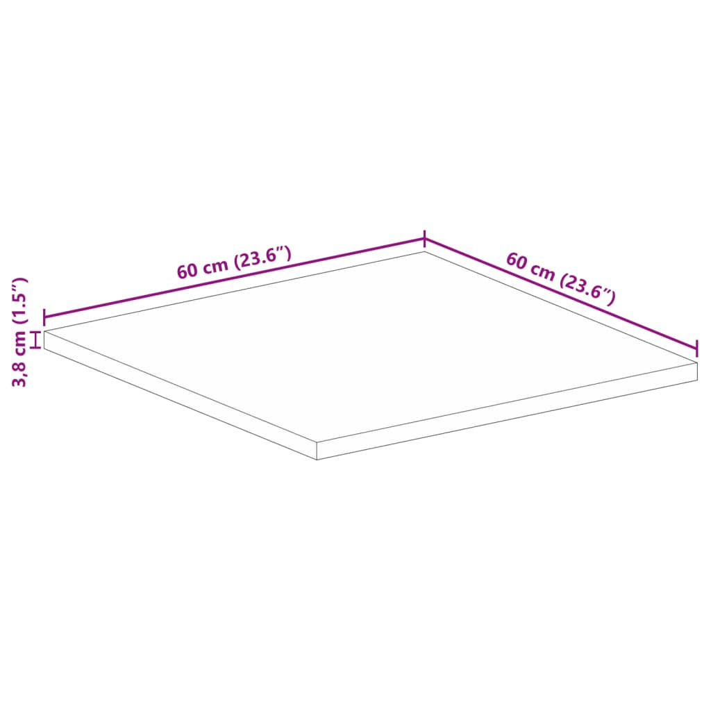 Tischplatte 60x60x3,8 cm Quadratisch Altholz Massiv