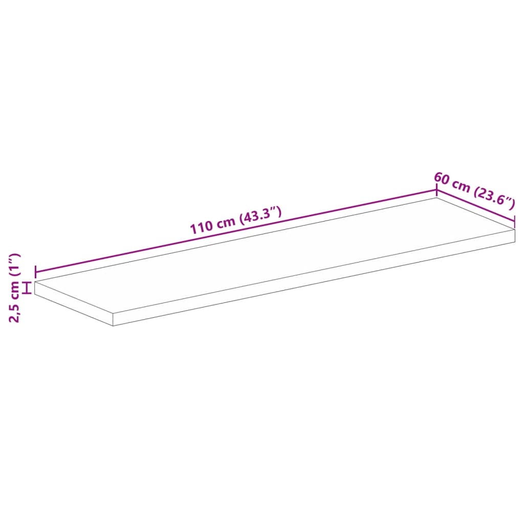 Tischplatte 110x60x2,5 cm Rechteckig Altholz Massiv