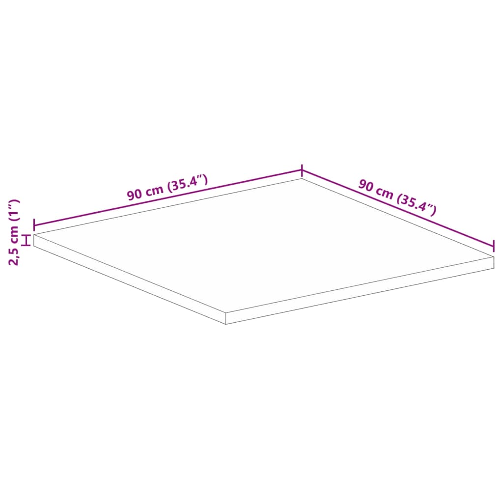 Tischplatte 90x90x2,5 cm Quadratisch Altholz Massiv