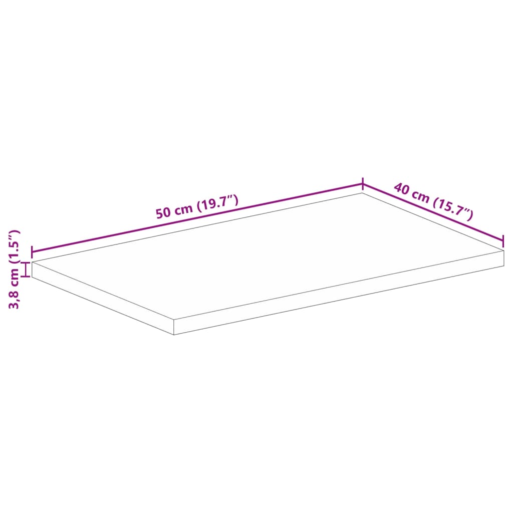 Tischplatte 50x40x3,8 cm Rechteckig Raues Massivholz Mango
