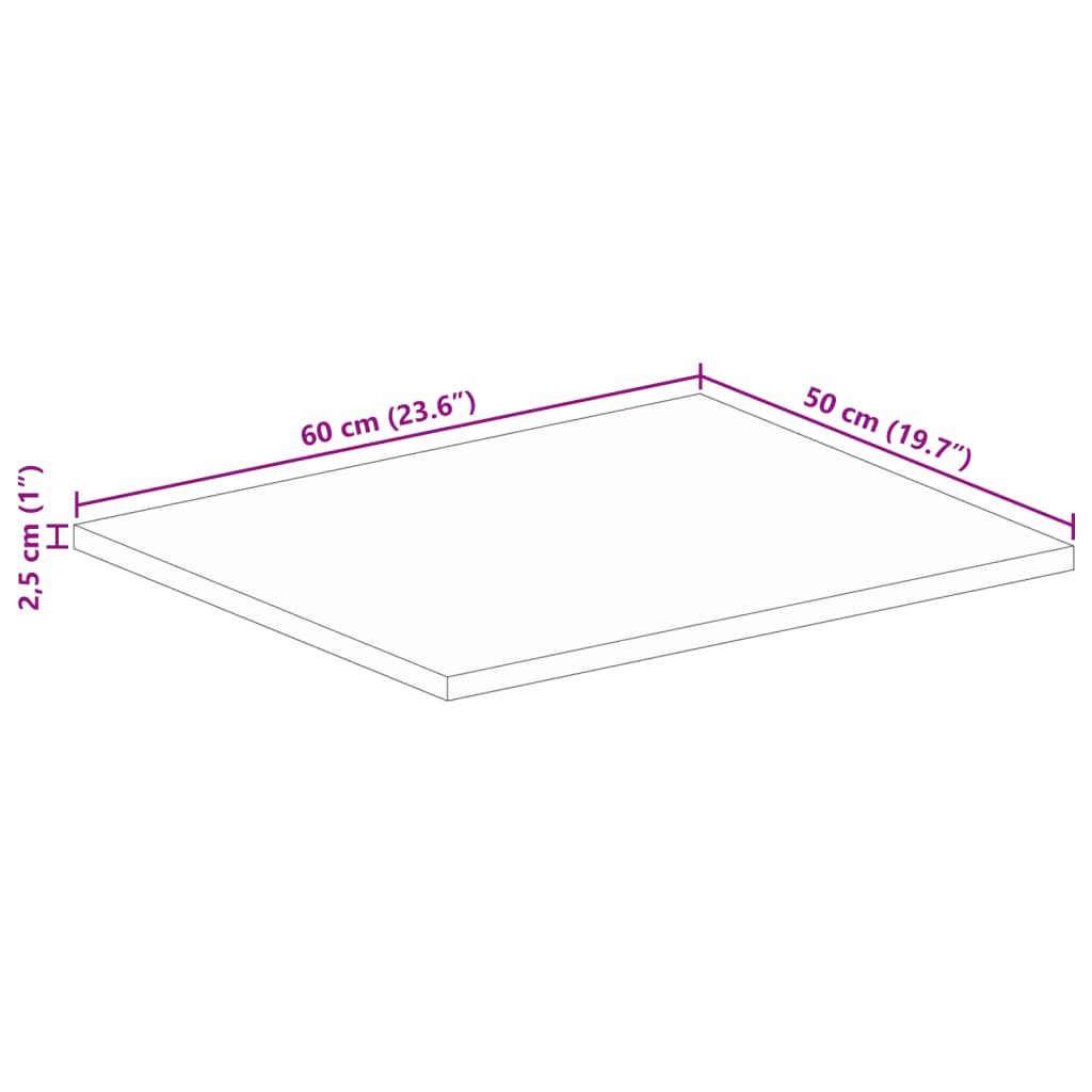 Tischplatte 60x50x2,5 cm Rechteckig Massivholz Mango