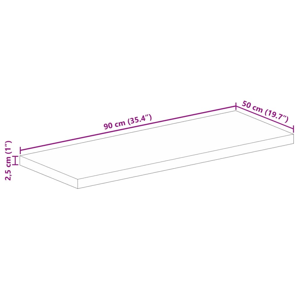 Tischplatte 90x50x2,5 cm Rechteckig Massivholz Mango