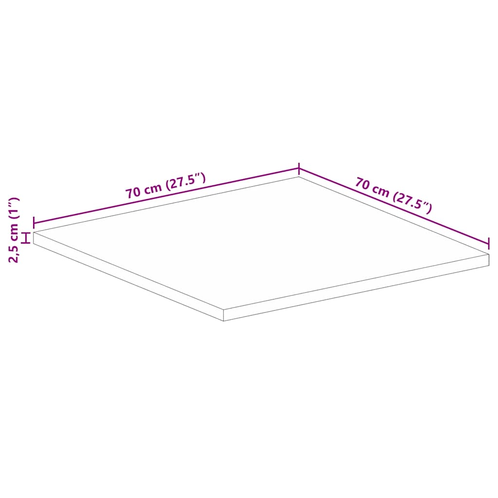 Tischplatte 70x70x2,5 cm Quadratisch Massivholz Mango