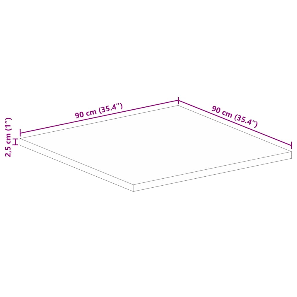 Tischplatte 90x90x2,5 cm Quadratisch Massivholz Mango