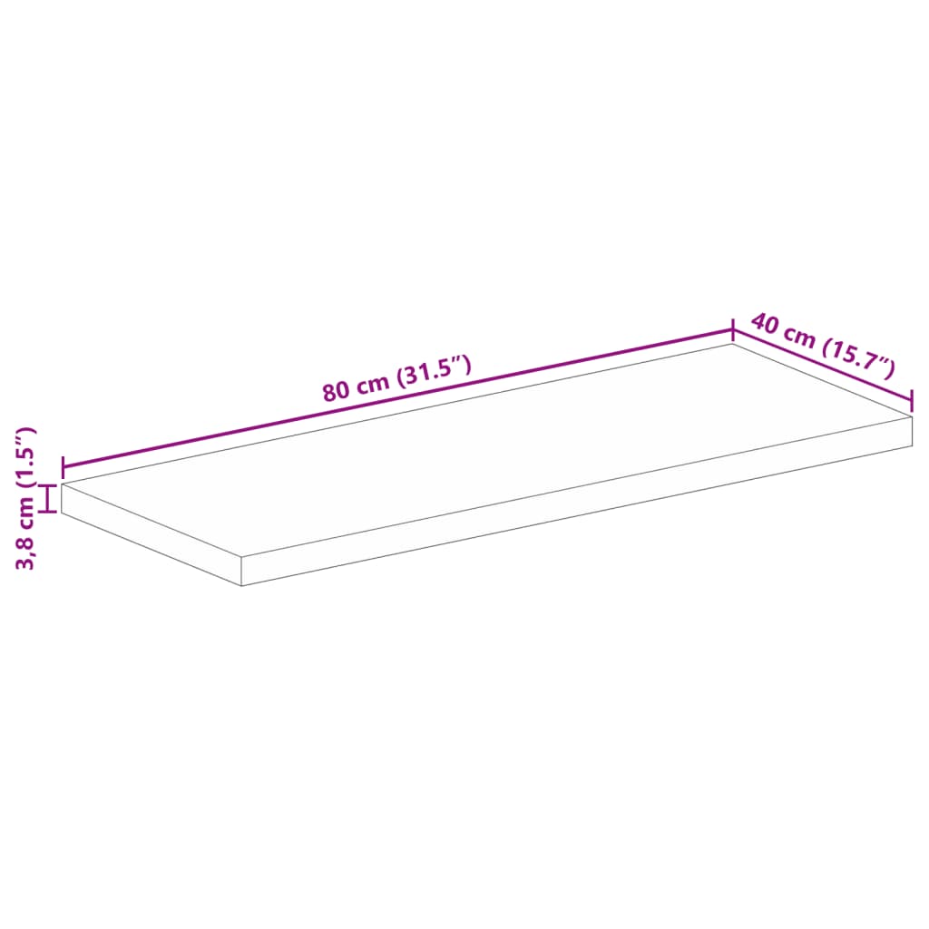 Tischplatte 80x40x3,8 cm Rechteckig Massivholz Mango