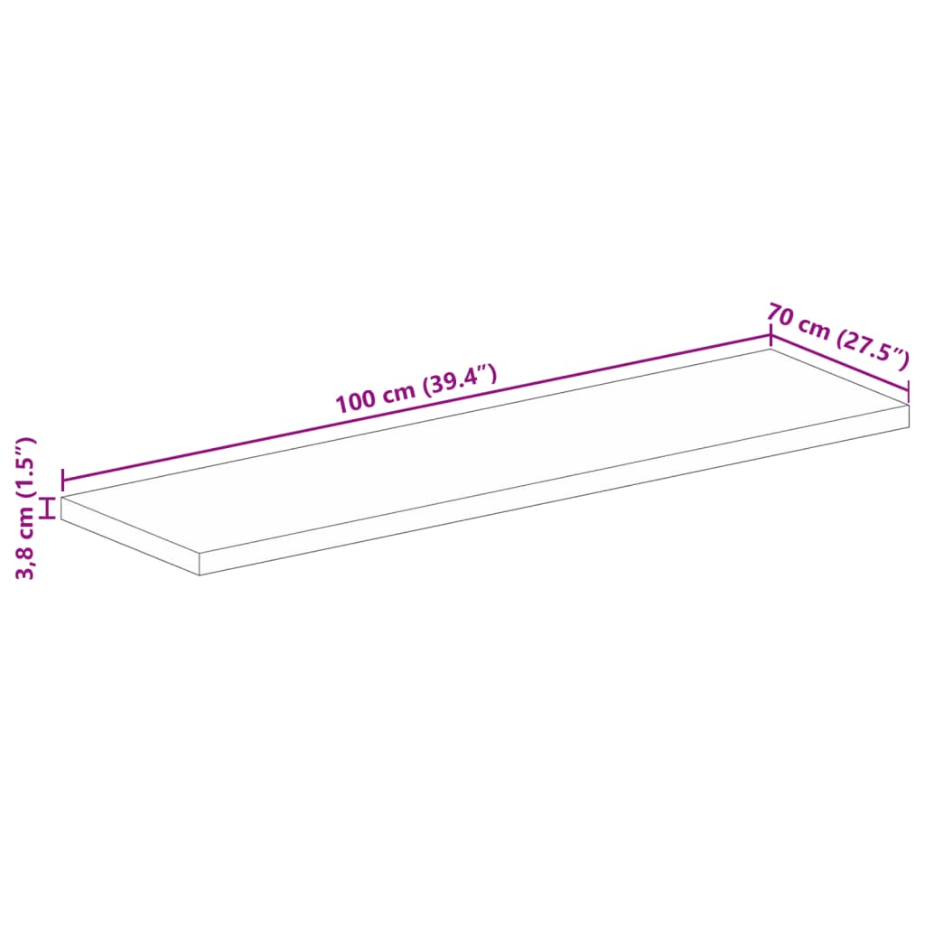 Tischplatte 100x70x3,8 cm Rechteckig Massivholz Mango