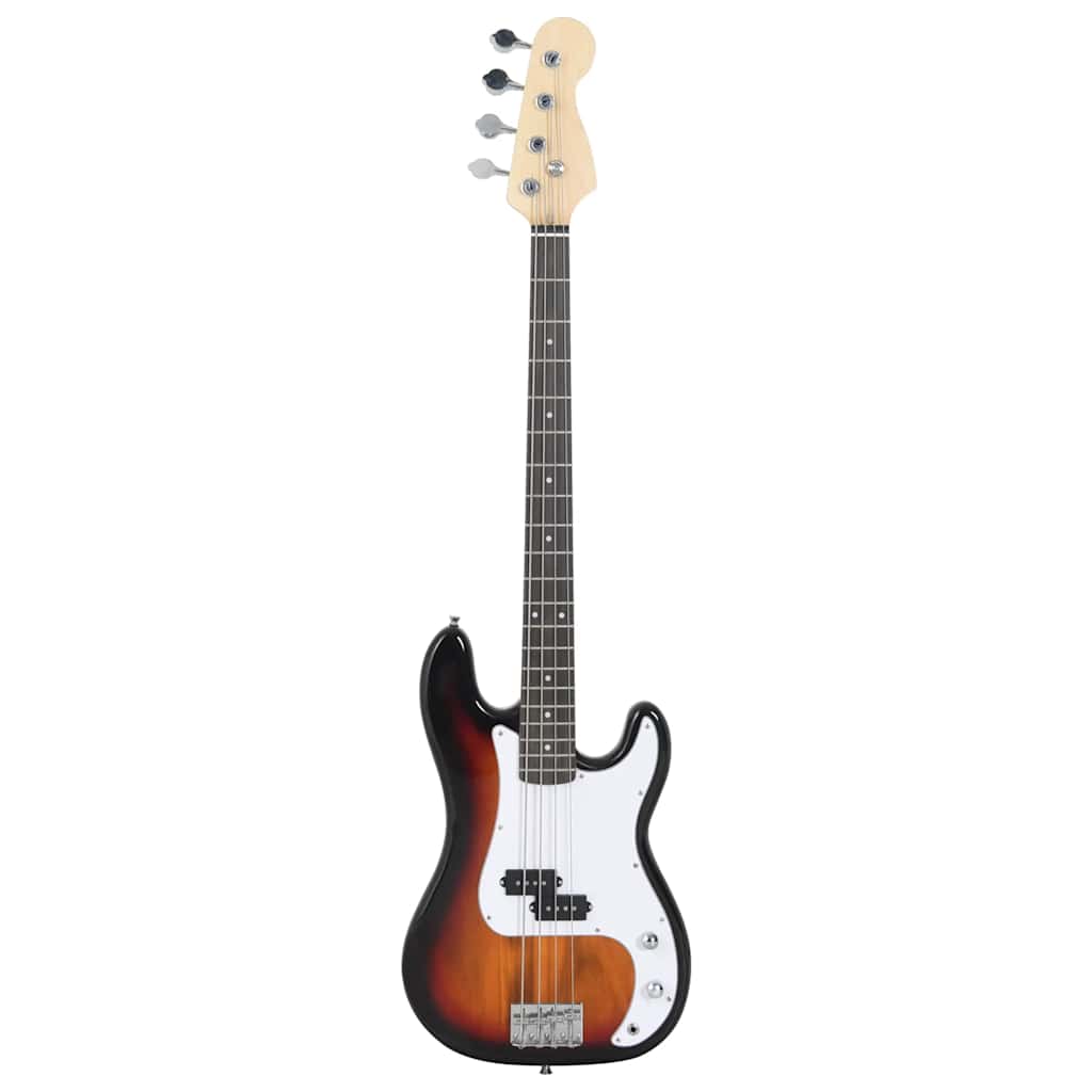 E-Bass für Anfänger mit Tasche Braun und Weiß 4/4 46"