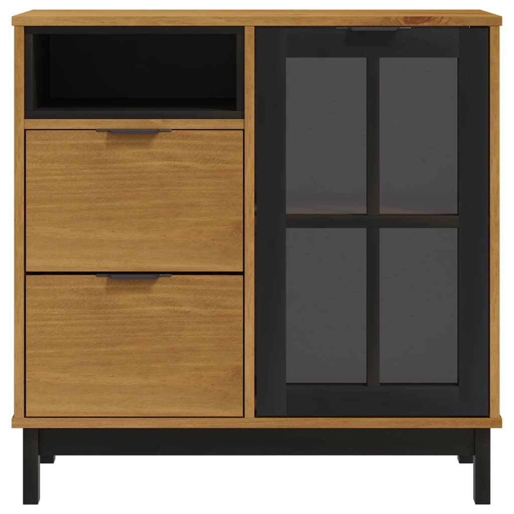 Sideboard mit Glastür FLAM 80x40x80 cm Massivholz Kiefer