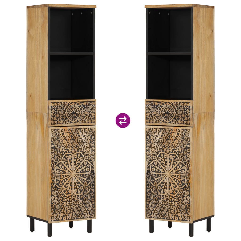 Badschrank 38x33x160 cm Massivholz Mango