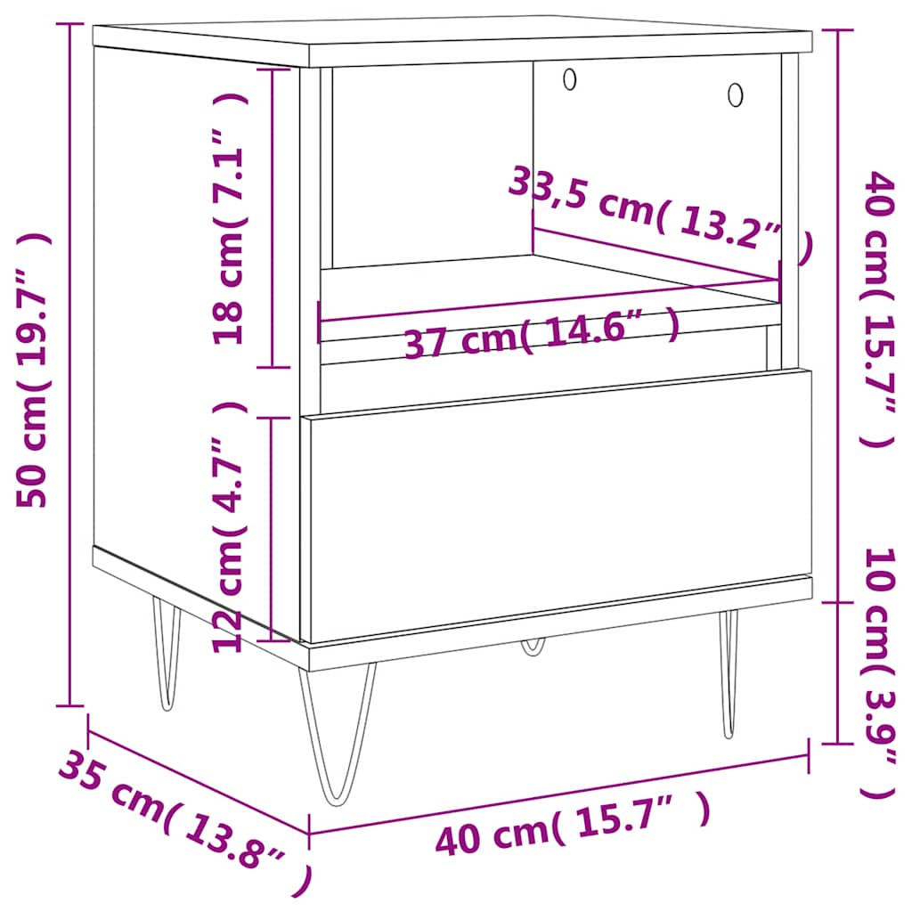 Nachttisch Betongrau 40x35x50 cm Holzwerkstoff