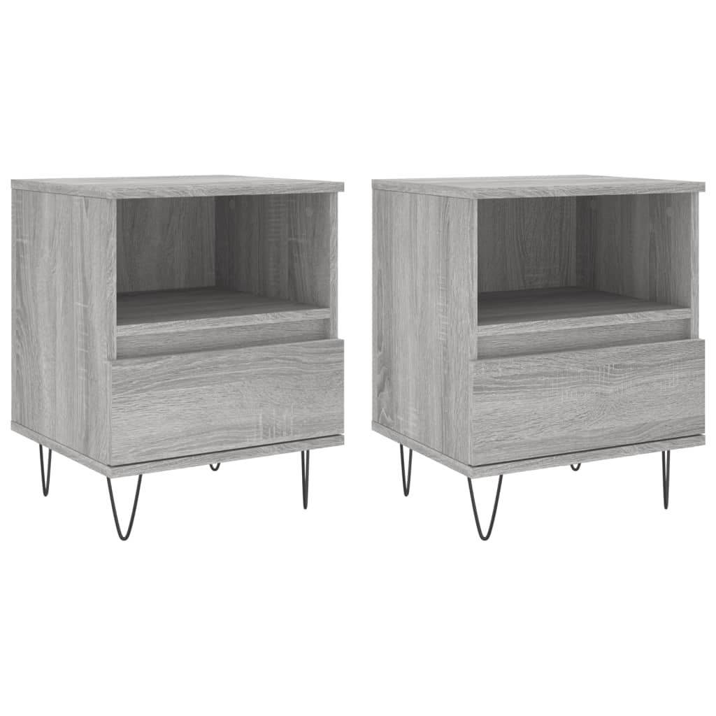 Nachttische 2 Stk. Grau Sonoma 40x35x50 cm Holzwerkstoff