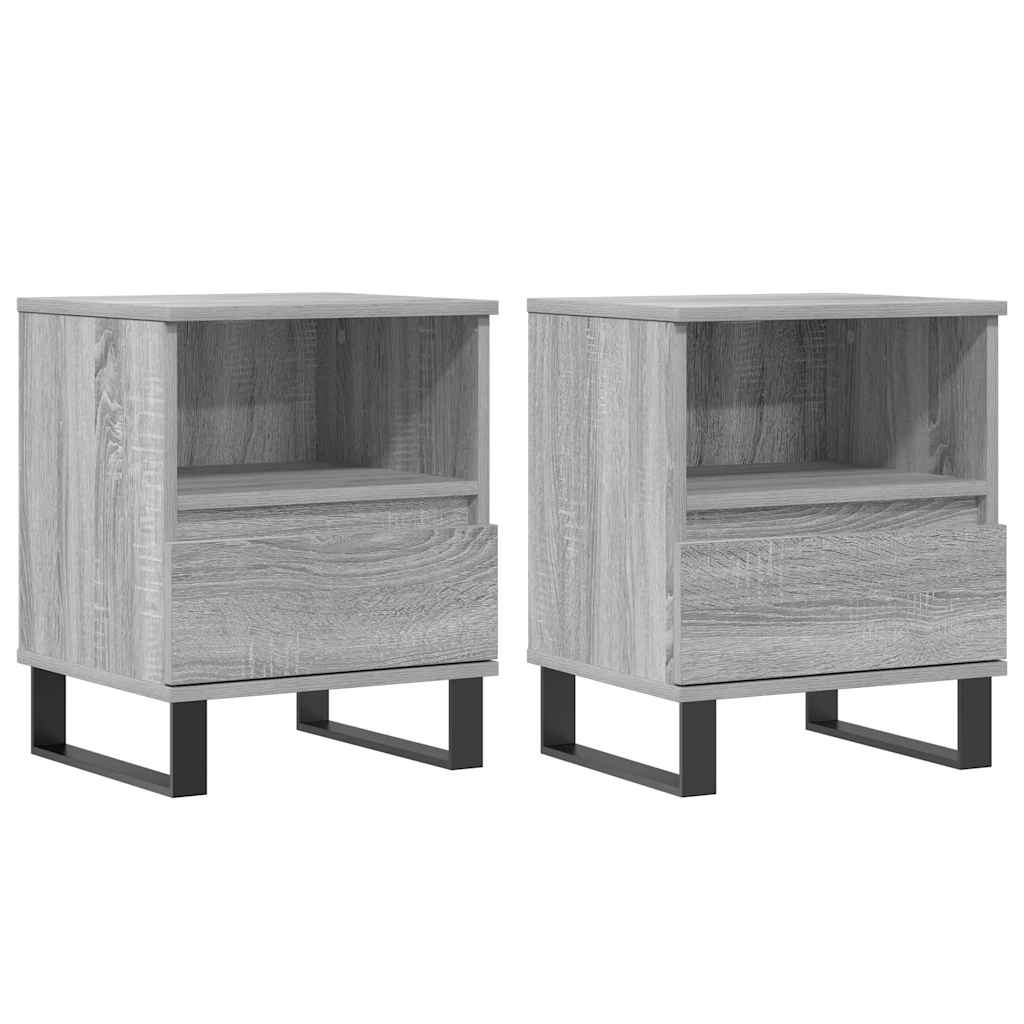 Nachttische 2 Stk. Grau Sonoma 40x35x50 cm Holzwerkstoff