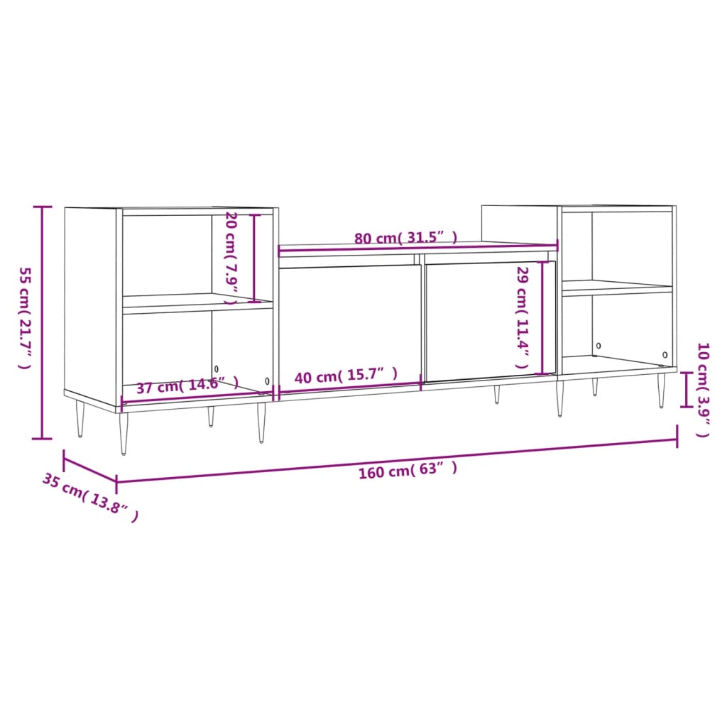 TV-Schrank Weiß 160x35x55 cm Holzwerkstoff