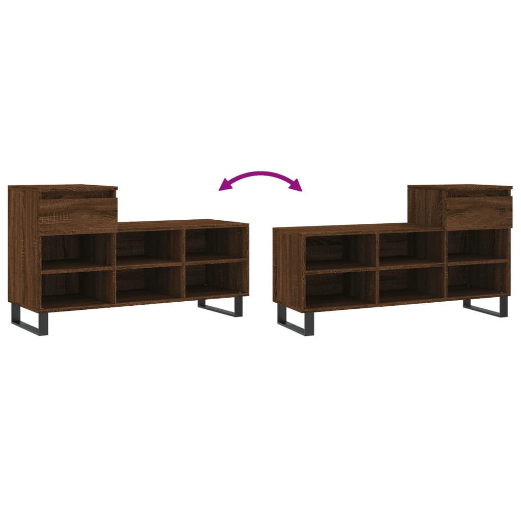 Schuhregal Braun Eichen-Optik 102x36x60 cm Holzwerkstoff