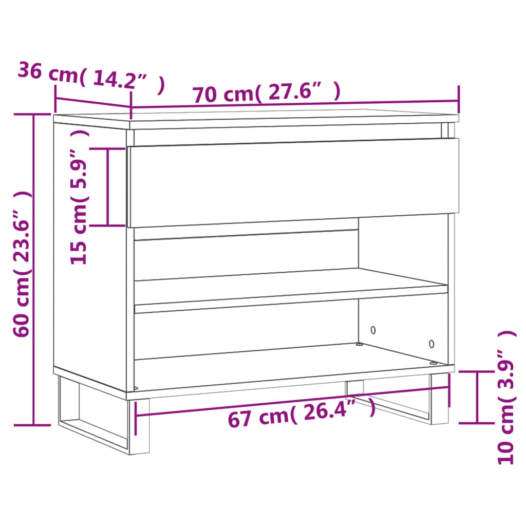 Schuhregal Grau Sonoma 70x36x60 cm Holzwerkstoff