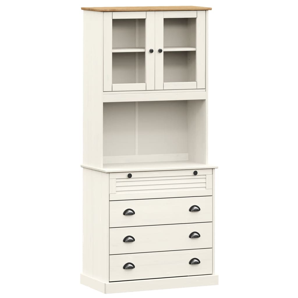 Highboard VIGO Weiß 80x40x176 cm Massivholz Kiefer