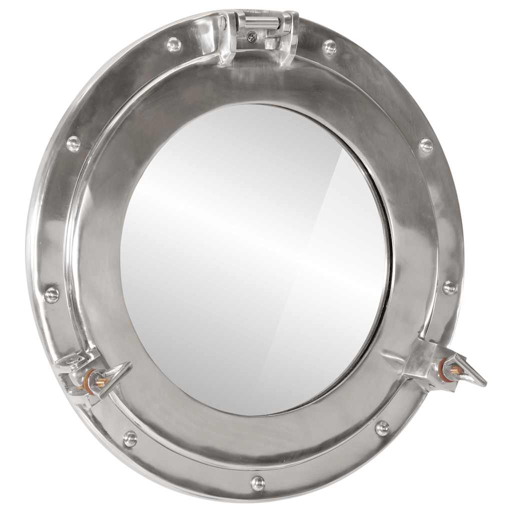 Bullaugen-Spiegel Wandmontage Ø38 cm Aluminium und Glas