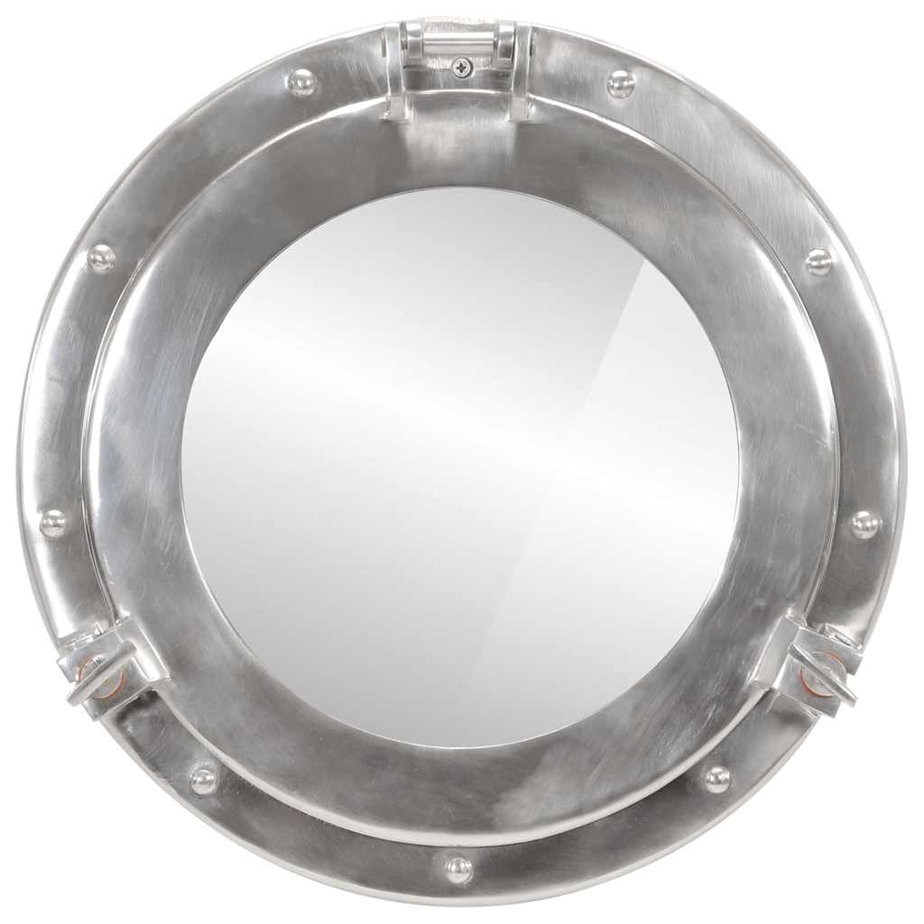 Bullaugen-Spiegel Wandmontage Ø38 cm Aluminium und Glas
