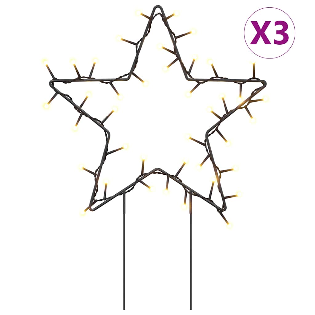 Weihnachtssterne mit Erdspießen 3 Stk. 50 LEDs 29 cm