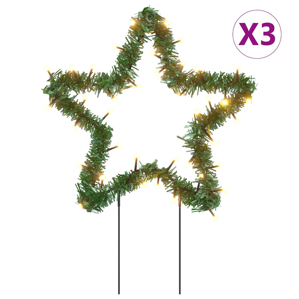 Weihnachtssterne mit Erdspießen 3 Stk. 50 LEDs 29 cm