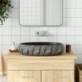 Aufsatzwaschbecken Schwarz und Grau Oval 59x40x15 cm Keramik