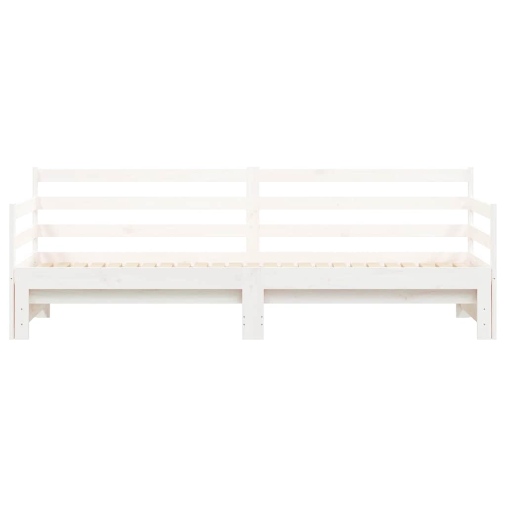 Tagesbett Ausziehbar Weiß 90x190 cm Massivholz Kiefer