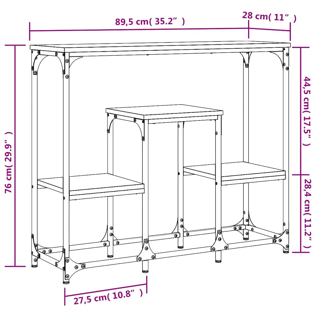 Konsolentisch Schwarz 89,5x28x76 cm Holzwerkstoff
