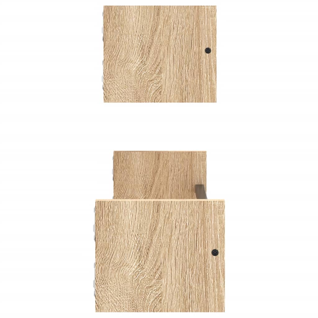 Wandregale mit Stangen 2 Stk. Sonoma-Eiche 60x16x14 cm