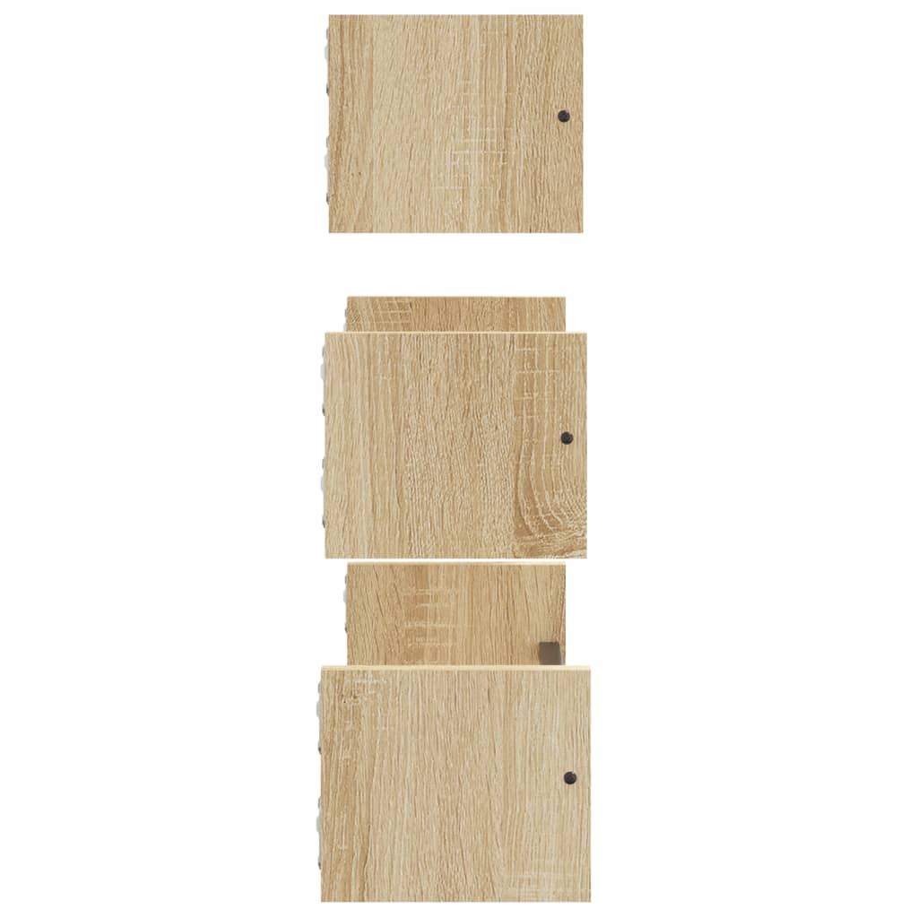 3-teiliges Wandregal-Set mit Stangen Sonoma-Eiche Holzwerkstoff