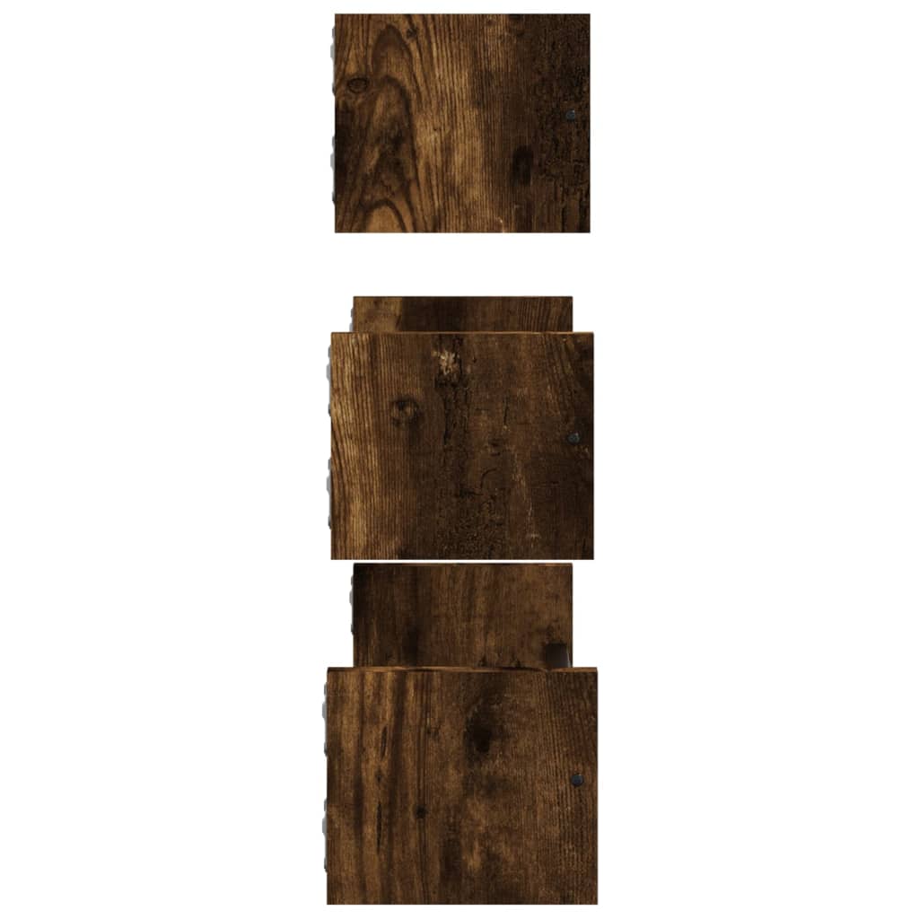 3-tlg. Wandregal-Set mit Stangen Räuchereiche Holzwerkstoff