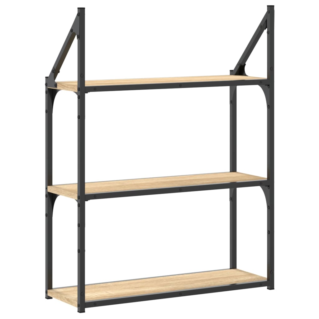 Wandregal 3 Fächer Sonoma-Eiche 60x21x78,5 cm Holzwerkstoff