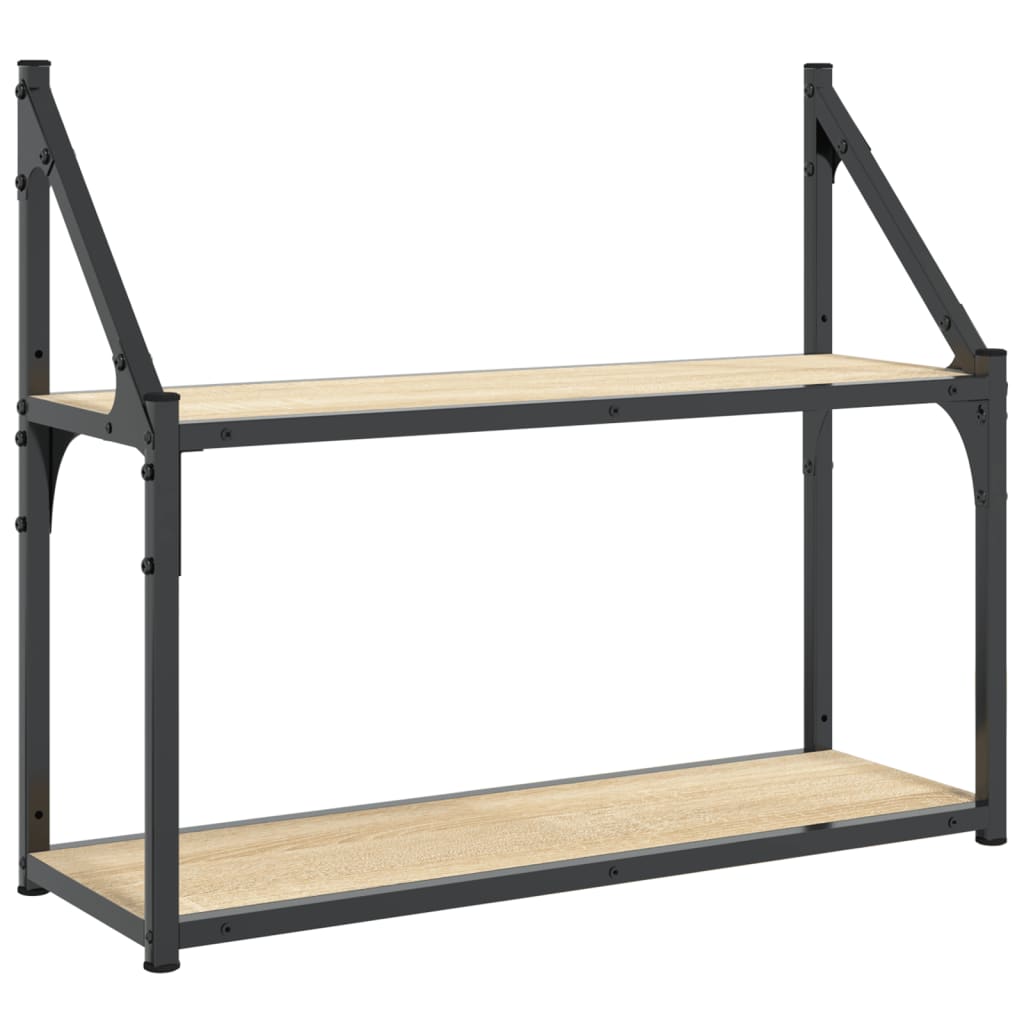 2-stöckiges Wandregal Sonoma-Eiche 60 x 21 x 51 cm Holzwerkstoff